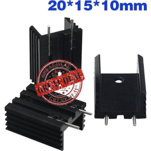 Free Ship 100PCS Aluminum Heatsink to220 heatsink 20*15*10mm 781/7805 heatsink 781 Radiator 7805 Heat Sink black with pin