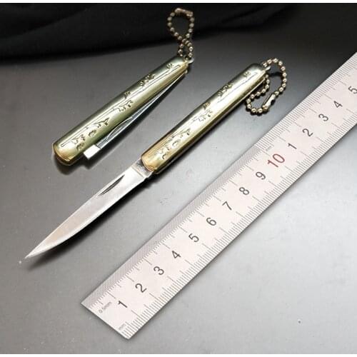 Free shipping Copper handle bamboo pattern Portable Mini Pocket Knife Tactical Folding Knife Survival Knife Camping EDC Tools