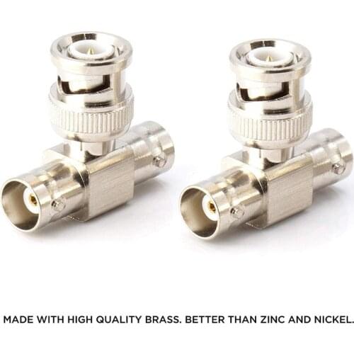 BNC T Adapter | T-Shaped Coax Splitter - 1 Male Port to 2 Female Ports, Coaxial Cable Extension