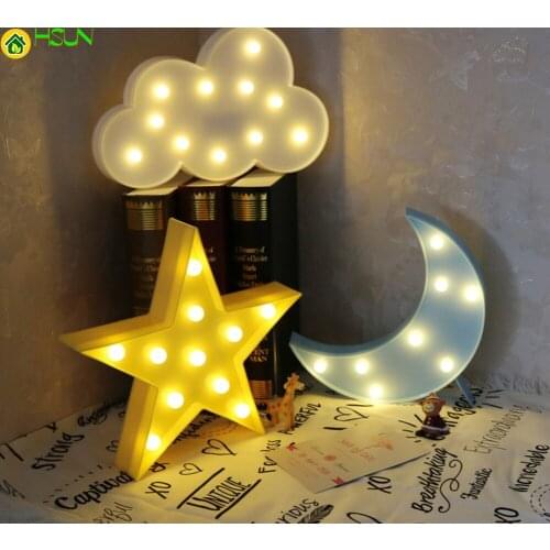 Children 3d Star Moon Cloud Night Light Cute Lovely Led Light Toy Gift Marquee Sign For Bedroom Study Living Room Decor
