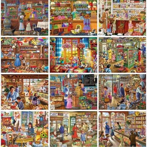 EverShine 5D DIY Diamond Painting Landscape Diamond Embroidery Full Drill Square Shop Picture Cross Stitch Mosaic Wall Decor