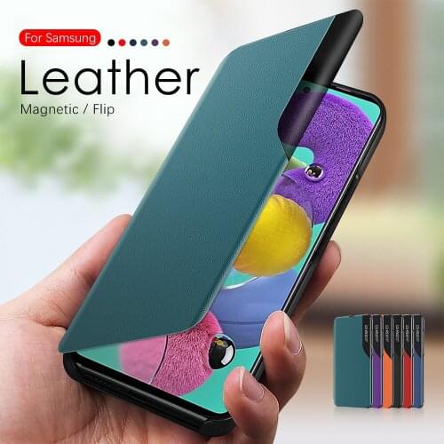 For Samsung Galaxy A51 A71 Flip Case Leather Magnetic Smart Window Phone Shell on A50 A50S A70 A50 Shockproof Back Cover Coque