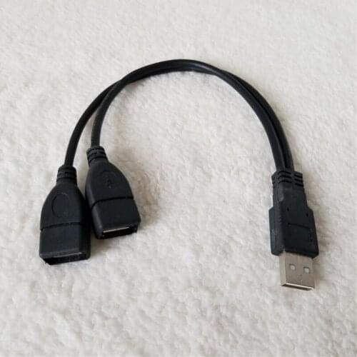USB Type A Male to 2 USB A Female Adapter Data Transfer Extension Cable Charger Supply Wire Black 39cm