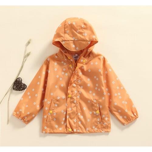 2022 Spring Autumn Kid Baby girl clothes Flower Print Jacket Hooded baby coat Fashion Children coat Toddler kids clothing