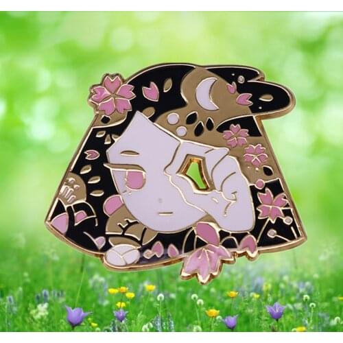 Japanese Anime Lolita Cherry Sakura Flower moon girl eye cute enamel pin brooch badge