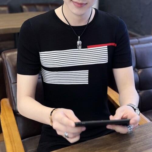 New Striped Short Sleeve T Shirt Men 2021 Summer High Quality Tshirt Top Tees Classic Brand Fashion Clothes Plus Size M-3XL