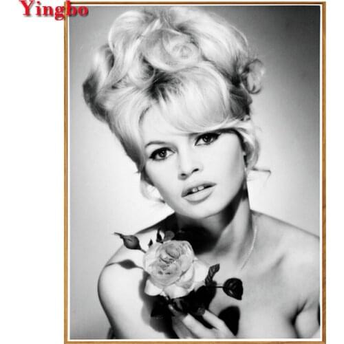 Ying bo crystal diamond Painting Black white rose woman diamond Embroidery,Full square/round drills,diy Mosaic patterns nordic