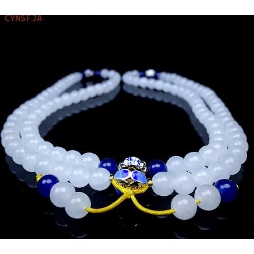 CYNSFJA New Real Certified Natural Hetian Jade Bracelets Necklace Nephrite Lucky 5mm 108 Buddha Beads Rosary Tasbih High Quality