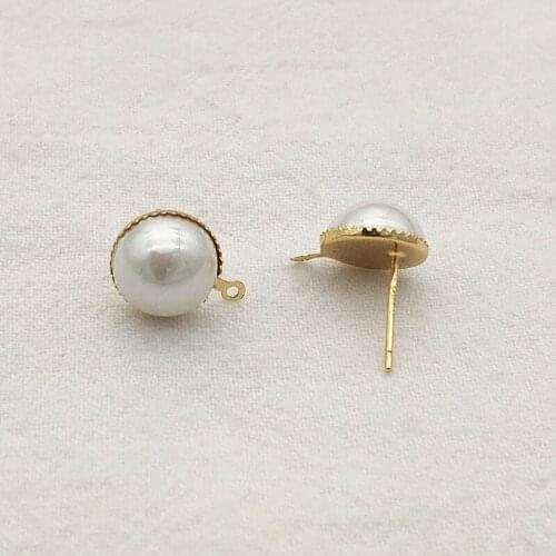 New Arrival! 11mm 50pcs Plating Real Gold Imitation pearls Earrings Connectors For Handmade Earring Parts DIY Jewelry Findings