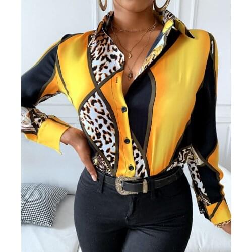 Autumn Vintage Slim Women Blouses Turn-down Collar Shirt Casual Long Sleeve Tops Female Workwear Chiffon Shirts Blusas Mujer