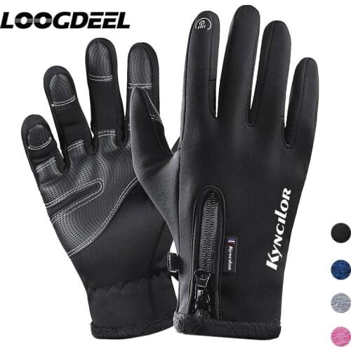 LOOGDEEL Running Gloves Outdoor Sports Plush Of Warmth Five Finger Touch Screen Design Windproof Comfortable Runnning Gloves