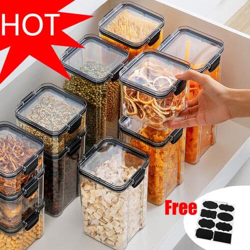 Food Storage Container Plastic Kitchen Refrigerator Noodle Box Multigrain Storage Tank Transparent Sealed Cans 4 pcs
