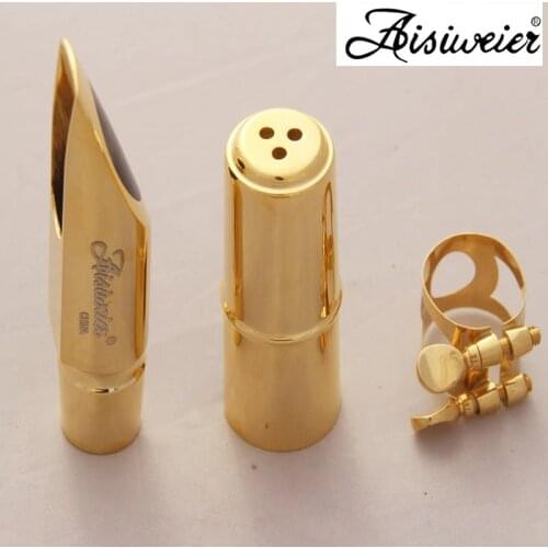 Professional Aisiweier Tenor Soprano Alto Saxophone Metal Mouthpiece Gold Lacquer Mouthpiece Sax Aisiweier Mouth Pieces 56789