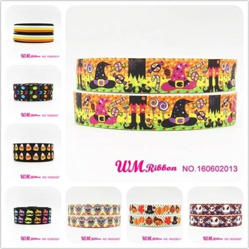 Q&N ribbon 7/8inch 22mm halloween printed grosgrain ribbon webbing 50yards/roll for sport hair tie hair bow headband