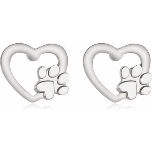 RONGQING 1pair Heart Stud Earrings 2019 New Arrival Fashion Animal Cat footprints Stud Earrings for Women Party Gift
