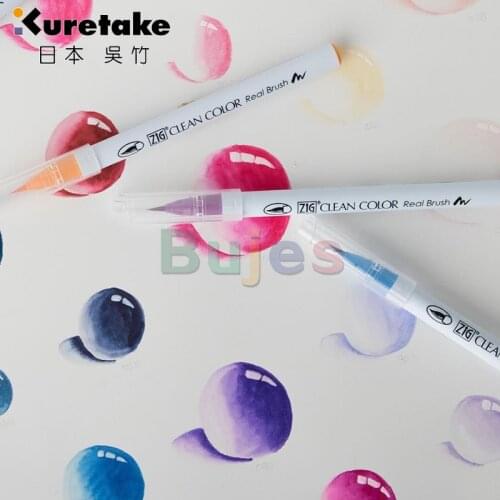 Kuretake ZIG Clean Color Real Brush Pen, Brush No.25 (RB-6000AT), Painting Supplies, Plastic Body,Imported From Japan