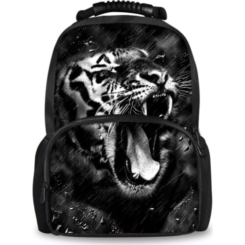 Customzied Animal Print Children School Backpack Teenager Boys Large Bagpack 3D Tiger Lion Student Men Travel Rucksack Mochilas