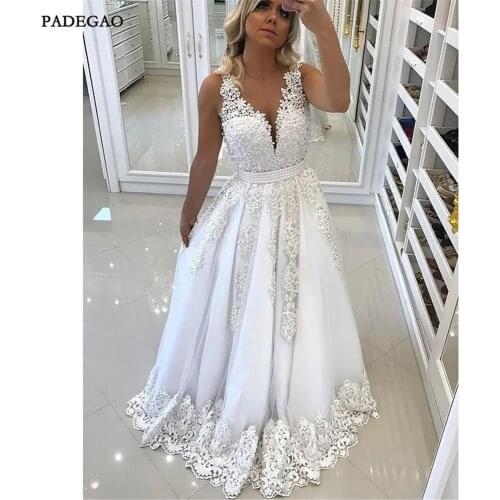 Gorgeous White Evening Dresses with Appliques Bow Long Party Dress A-Line V Neck Stain Floor Length Open Back Evening Dress