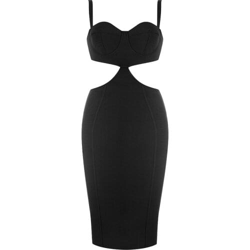 Spaghetti Strap Bodycon Bandage Dress Womens Summer Sleeveless Dress Sexy Hollow Out Club Celebrity Party Dresses 2021