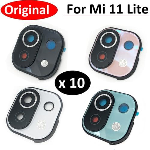 10Pcs/Lot, Rear Camera Glass Lens Cover With Frame Holder For Xiaomi Mi 11 Lite / Poco F3 / Mi 10 Lite Replacement Spare Parts