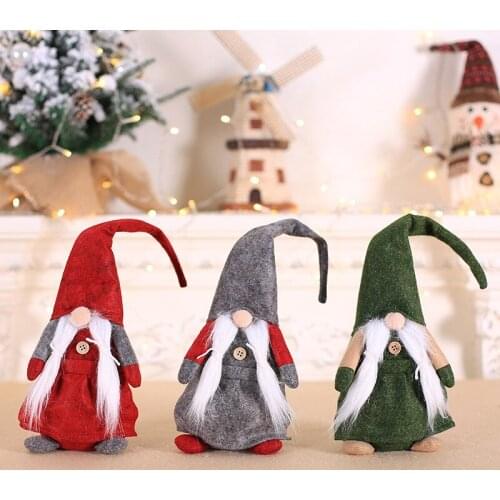 12*28cm Fluffy Cartoon Christmas No Face Santa Doll Swedish Gnome Toy Home New Year Party Table Decor Xmas Pendants Ornaments