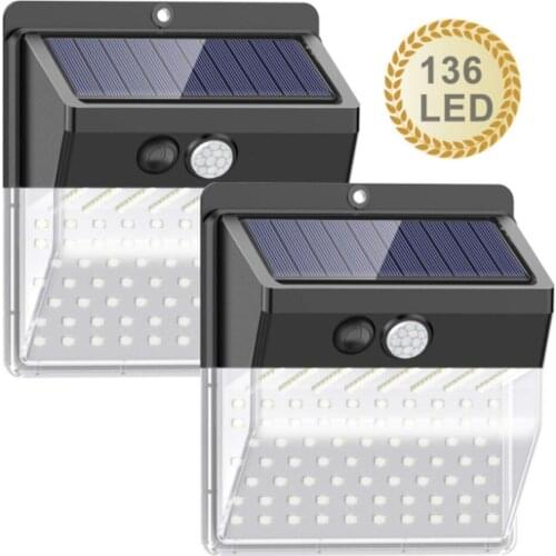 136LED three-sided lighting solar wall light infrared body sensor light outdoor waterproof courtyard street light energy saving