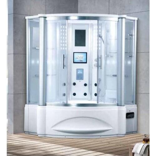 1500X1500X2200mm Bathroom Wall Corner Steam Shower Enclosure TV Mult-Functional Computer Control Wet Sauna Room 7062B