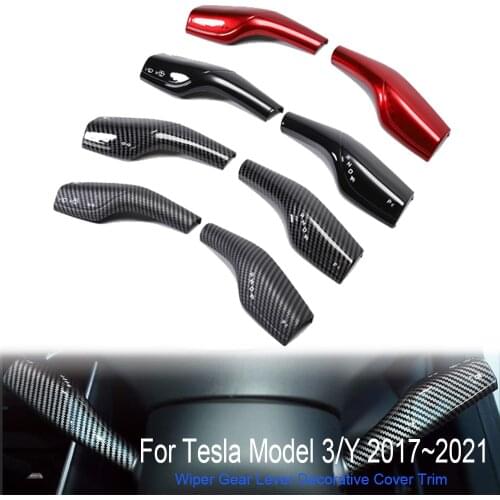 2 Pcs Wiper Gear Lever Decorative Cover Trim For Tesla Model 3 Y Column Gear Shift Cover Steering Wheel Protection Accessories