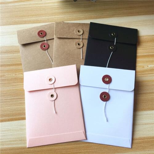 30pcs/Lot DIY Multi Color Kraft Paper Envelope Bags With Transparent PVC Square Window For Flower Petal Paper Bags With Strings