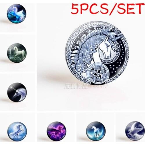 5PCS/SET White Animal Glass Dome Cabochon Art Picture 25MM Handmade Pendant Craft Supplies Jewelry Accessories