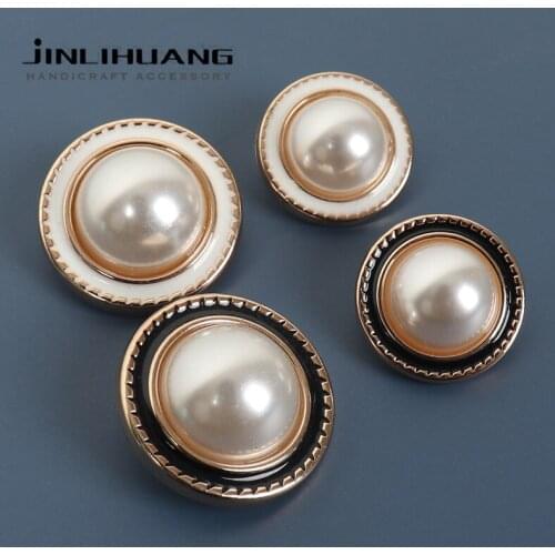 Fashion 5pcs Metal Coat Pearl Buttons White Shank Clasp Sewing Cardigans Buckles Garment for Sweater,Suit,Craft,Accessory,Cloth