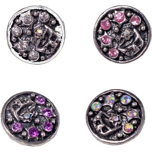 MDB18-244 DIY Jewelry Accessory Round Inlay Mix Color Crystal Ginger Snap Button Fit 18-20mm Snaps Bracelets Drop Shipping