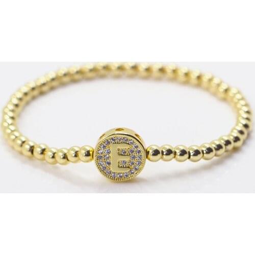 New Stainless Steel Letter Beads Bracelet Men Women Fashion 26 Alphabets Strand Gold Name 4MM Bangle For Female Couples Jewelry