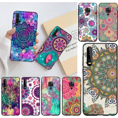 YJZFDYRM Mandala Sun Flower Datura Retro Flora Phone Case for Huawei P40 P30 P20 lite Pro Mate 30 20 Pro P Smart 2019 prime