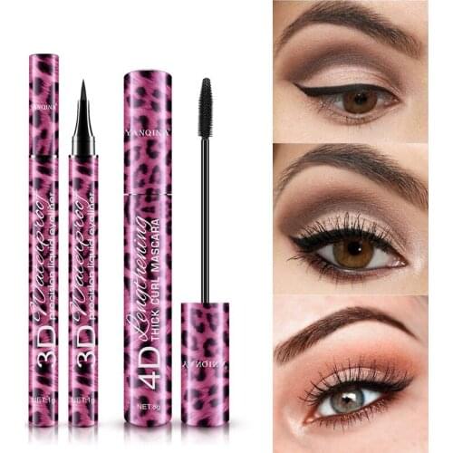 Black Mascara 4D Mascara Set Eyeliner Thick Curly Mascara Eyebrow Pencil Eye Makeup Waterproof Mascara Eye Makeup Cosmetics