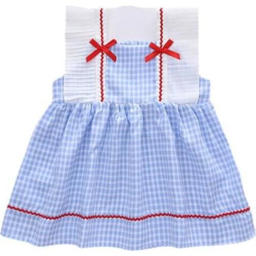 Cultiseed Baby Girls Summer Cute Sweet Square Collar Bow Plaid Princess Party Dress Children Kids Casual Sleeveless Vest Gowns