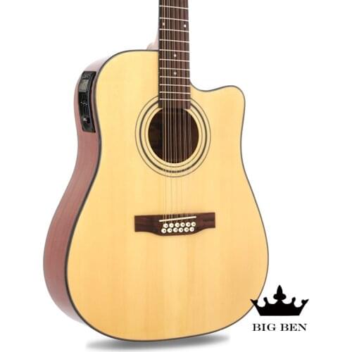 12 Strings 41inch Guitar Pickup Wooden Guitar Cutaway Guitar Double Strings Pick Up Polyphonic Guitar Electro Acoustic Guitar