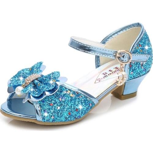 Childrens high heel sandals summer new girls princess casual shoes baby cartoon Elsa Snow Queen crystal shoes