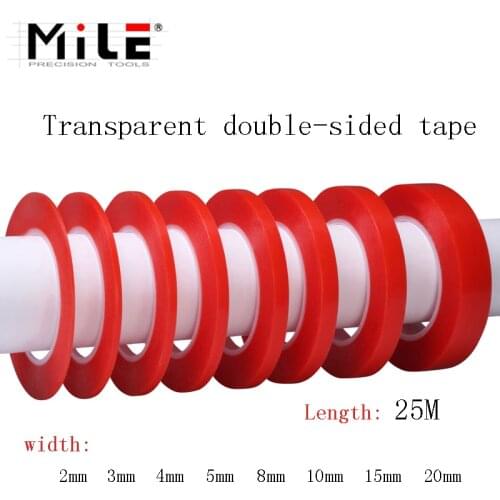 MILE 1 Roll 25m Cell Phone Repair Tape Heat Resistant Double-sided Transparent Adhesive Tape Sticker 2mm 3mm 6mm 8mm 10mm 20mm