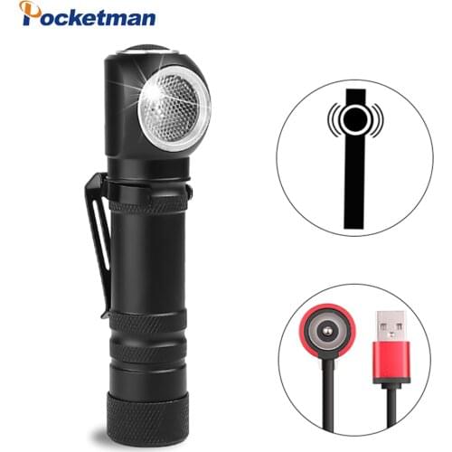Magnetic USB Charging Flashlight XHP50 LED Flashlight Rechargeable with Built-in 18650 Battery 12 Lens Waterproof Head Torch