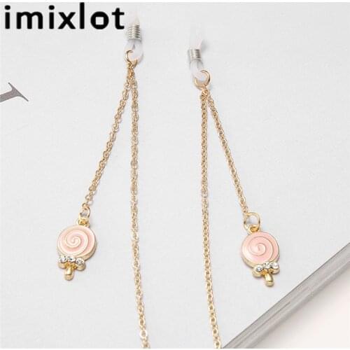 Imixlot Simple Trendy Metal Eyeglass Chain Pink Candy Pendant Reading Glasses Chain Cord Holder Neck Strap Rope