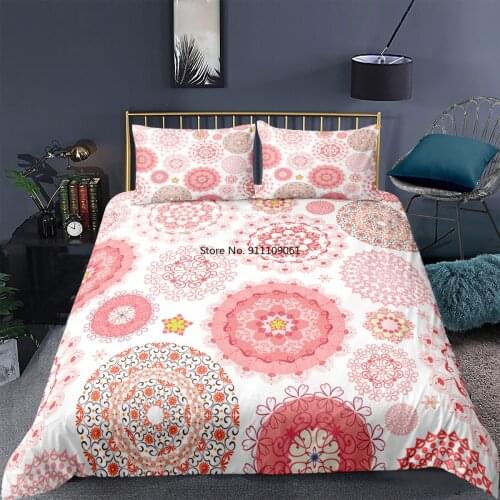 2-3 Pcs Bohemia Style Bedding Set 3D Floral Printed Duvet Cover Pillowcase Bedroom Quilt Cover Home Textiles Adult Single King