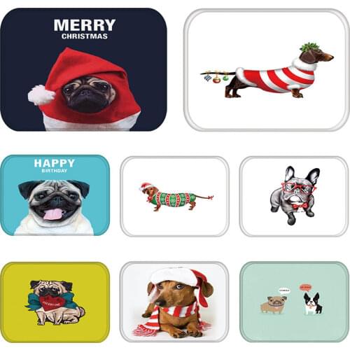 Entrance Door Mats Dog Funny Pug French Bulldog Kitchen Living Room Rug Waterproof Anti-Slip Bathroom Carpet 48228-2