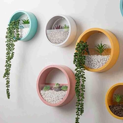 7 color Round Wall Vase Home Living Room Hanging Basket Decorative Flower Pot Wall Decor Succulent Plant Planters Art Glass Vase