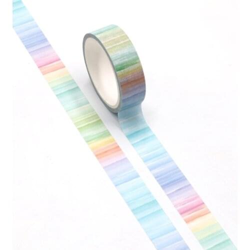 2pcs/lot Decorative Watercolor Print Rainbow Lines Washi Tapes Japanese Kawaii Scrapbooking Tools Masking Tapes for Photo Album