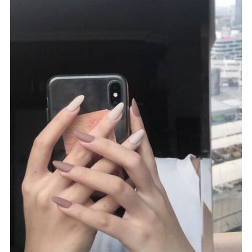 24Pcs Matt Solid Matte Fake Nails Nail Tips Square Nail Art French Tips Artifical Nails Press On Nails With 24Pcs Glue Sticker