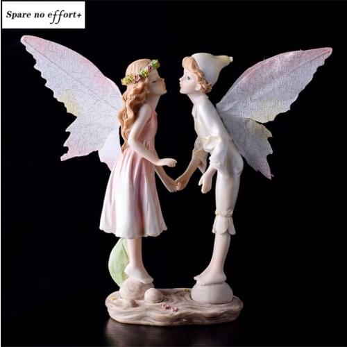 Cute Angel Figurines Fairy Garden Miniatures Resin Ornaments Girl Elf Statue Home Decoration Room Decor Kids Birthday Gifts