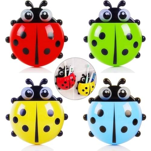 1pcs Lovely Animal Ladybird Wall Suction Cup Toothbrush Holder Bathroom Set ToothBrush Container Cup Hanging Container Organizer