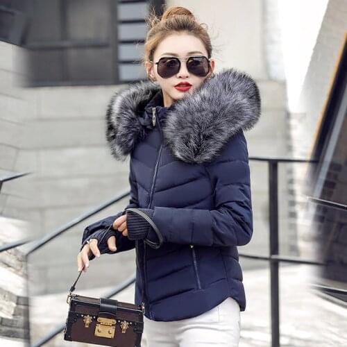 2019 new winter jacket women beautiful fake raccoon fur collar fashion gloves warm detachable hat thick coat
