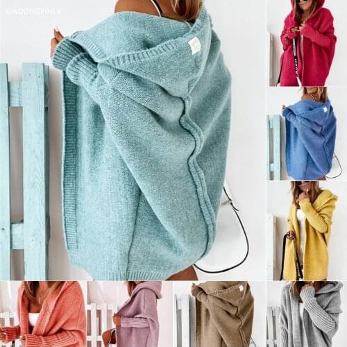 2021 New Hooded Knit Sweater Cap Collar Temperament Commuter Bat-shaped Soft Loose Back Spliced Sweater Sweater